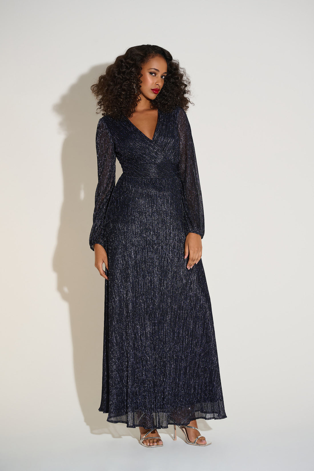 Signature | Lurex Plisse Mesh Wrap-Front Gown