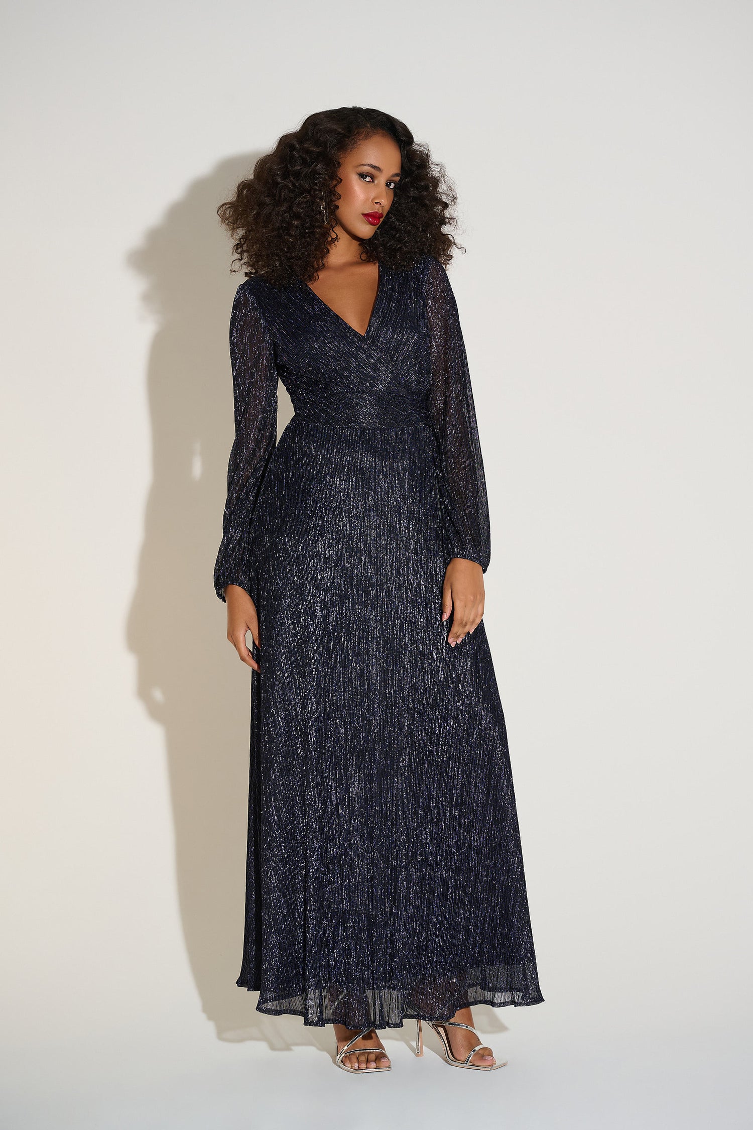 Signature | Lurex Plisse Mesh Wrap-Front Gown
