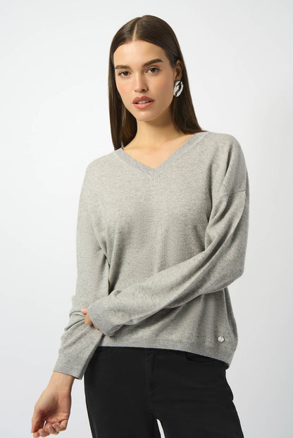 253967 Wool Blend V-Neck Boxy Sweater