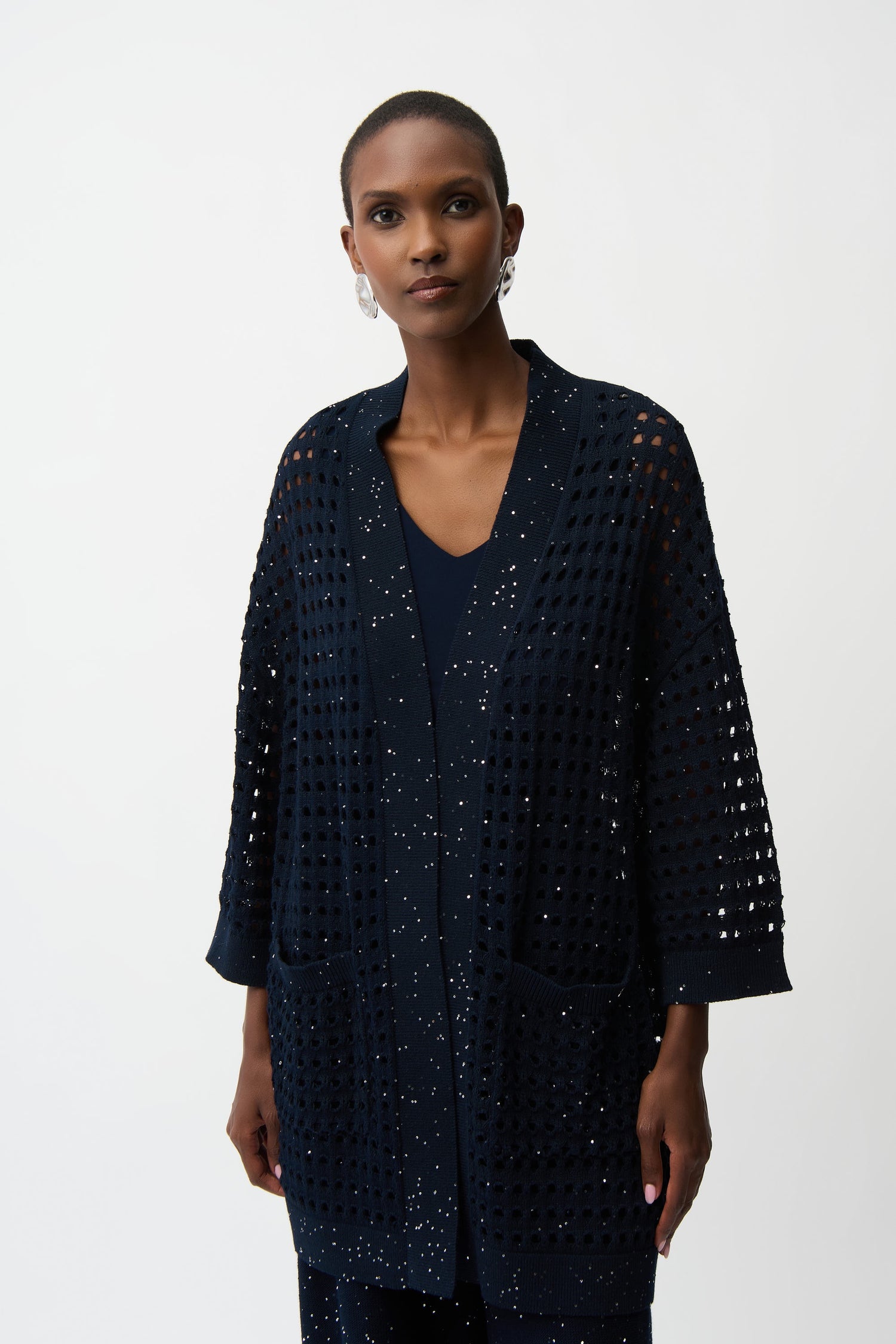 Jewel Embellished Open-front Cardigan