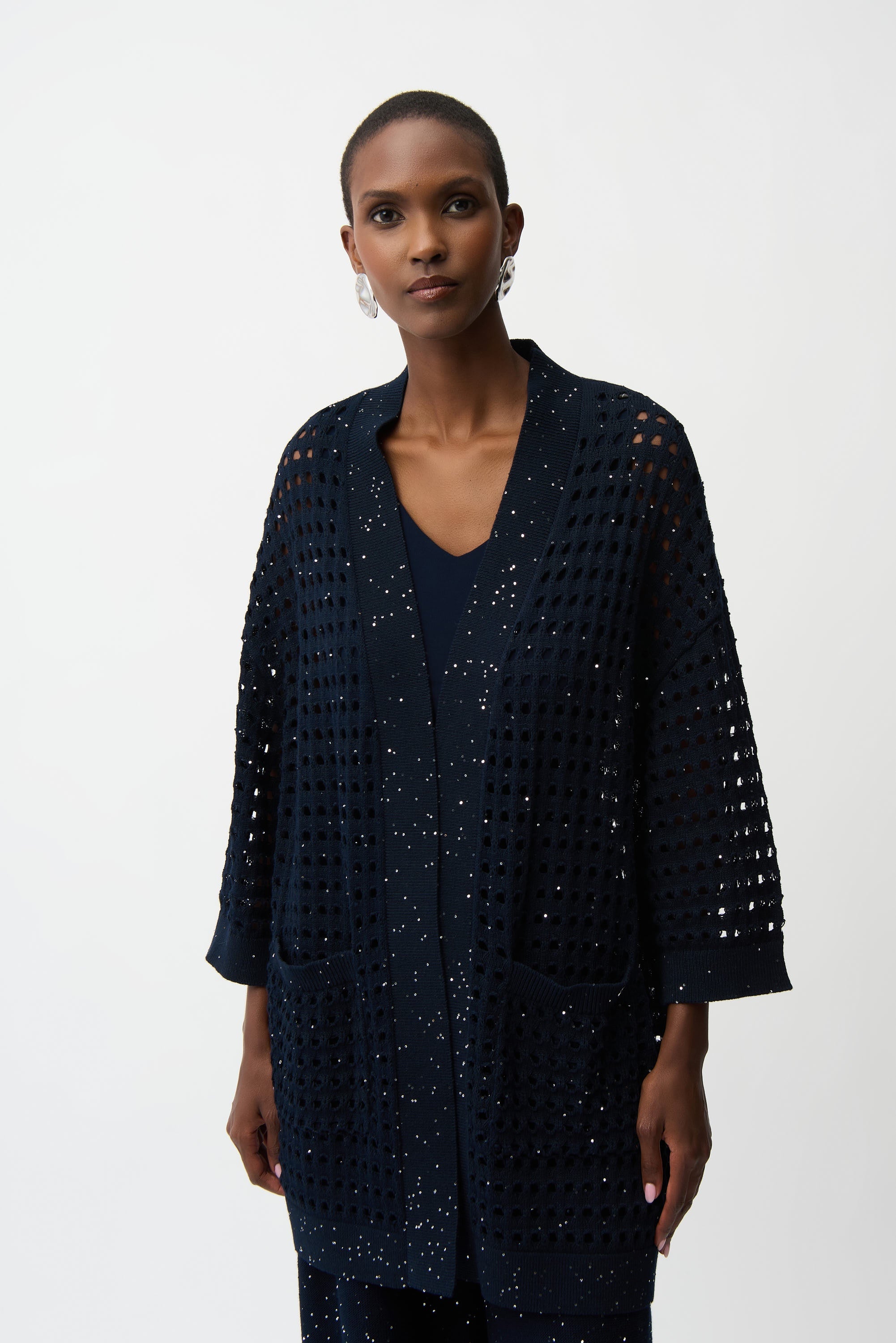 Jewel Embellished Open-front Cardigan