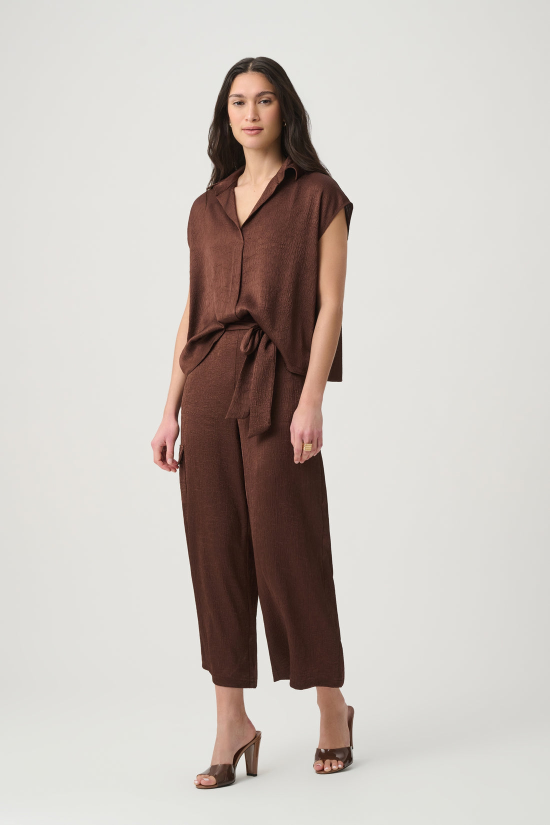 Crushed Satin Culotte Pants