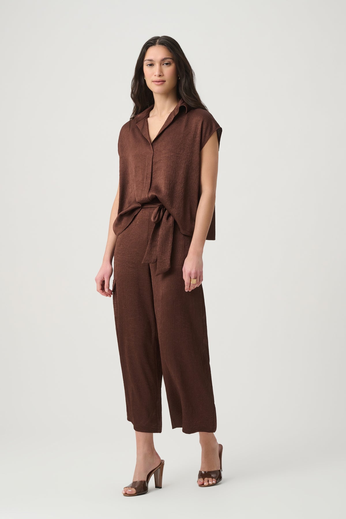 Crushed Satin Culotte Pants