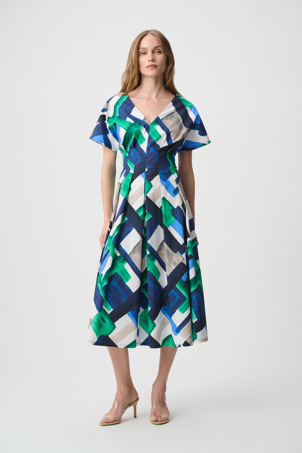 Printed Pleated Waist Dress - Joseph Ribkoff
