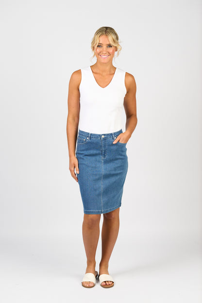 372AV Denim Skirt With Back Vent