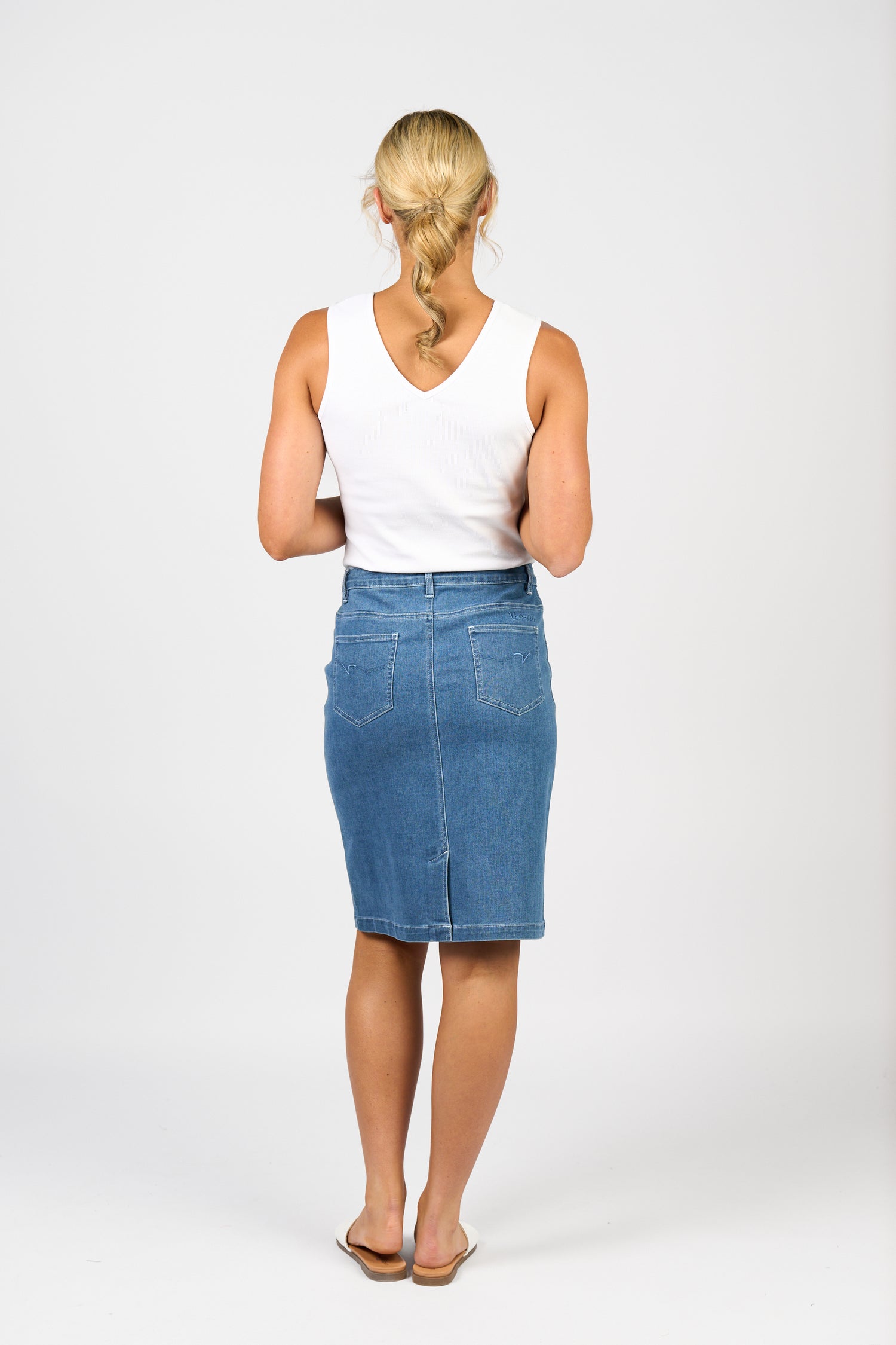 372AV Denim Skirt With Back Vent