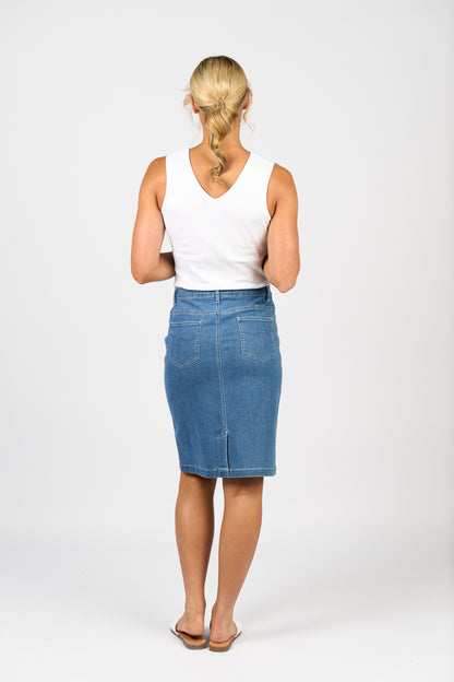 372AV Denim Skirt With Back Vent