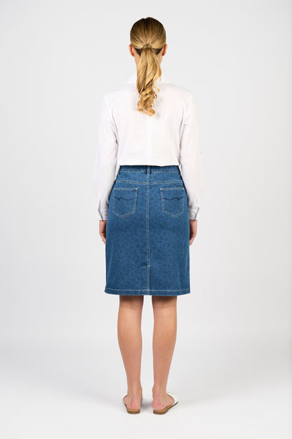 372AV Denim Skirt With Back Vent