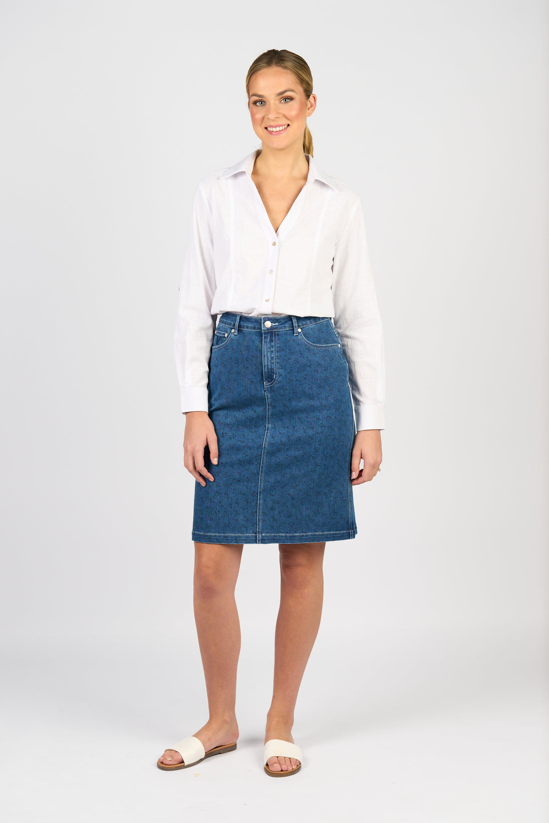 372AV Denim Skirt With Back Vent