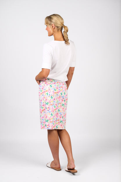 372AV Printed Lightweight Skirt with Centre Back Vent