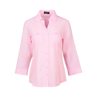 4032 Plain Button Up Shirt With Rib Panels