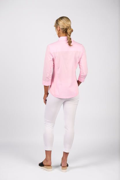 4032 Plain Button Up Shirt With Rib Panels