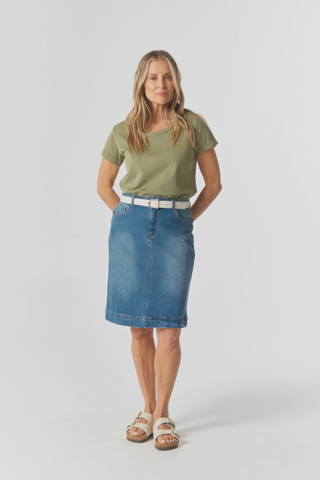 5250 Knee Denim Lenght Skirt