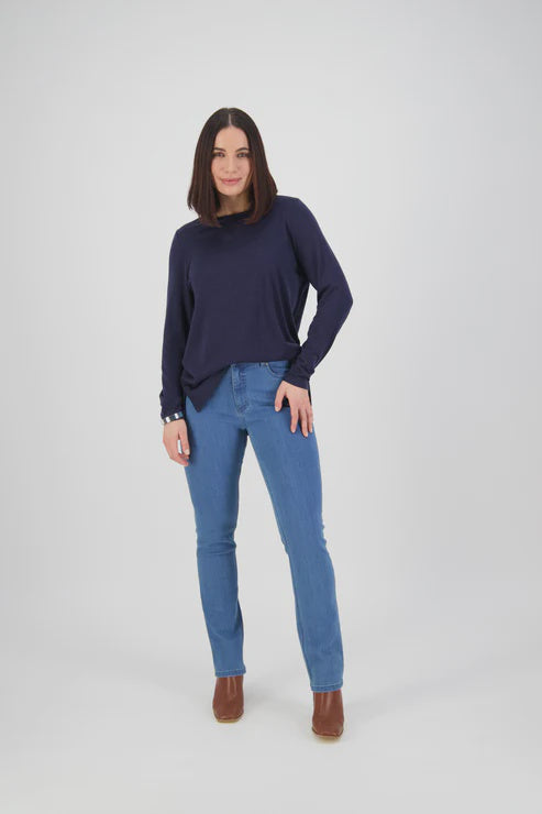 5878 - Plain New Blue Slim Leg Full Length