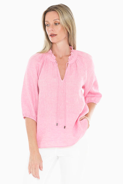 596J3085a Ruffle Neck Top