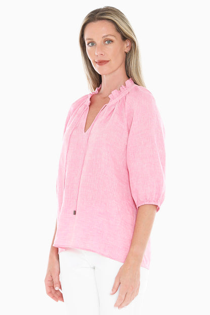 596J3085a Ruffle Neck Top