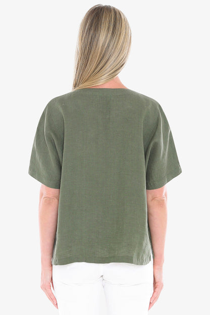596J3160A 2 Pocket Linen Top