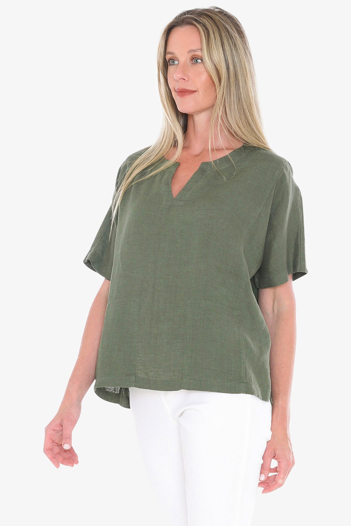 596J3160A 2 Pocket Linen Top
