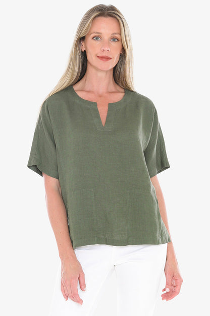596J3160A 2 Pocket Linen Top