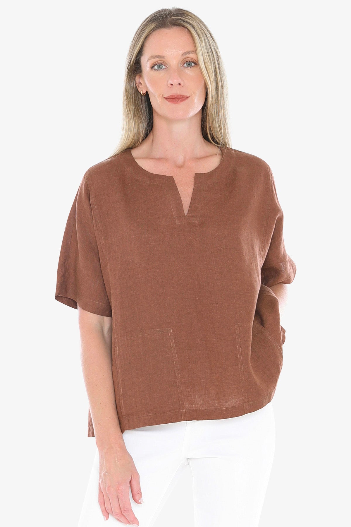 596J3160A 2 Pocket Linen Top