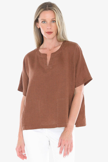 596J3160A 2 Pocket Linen Top