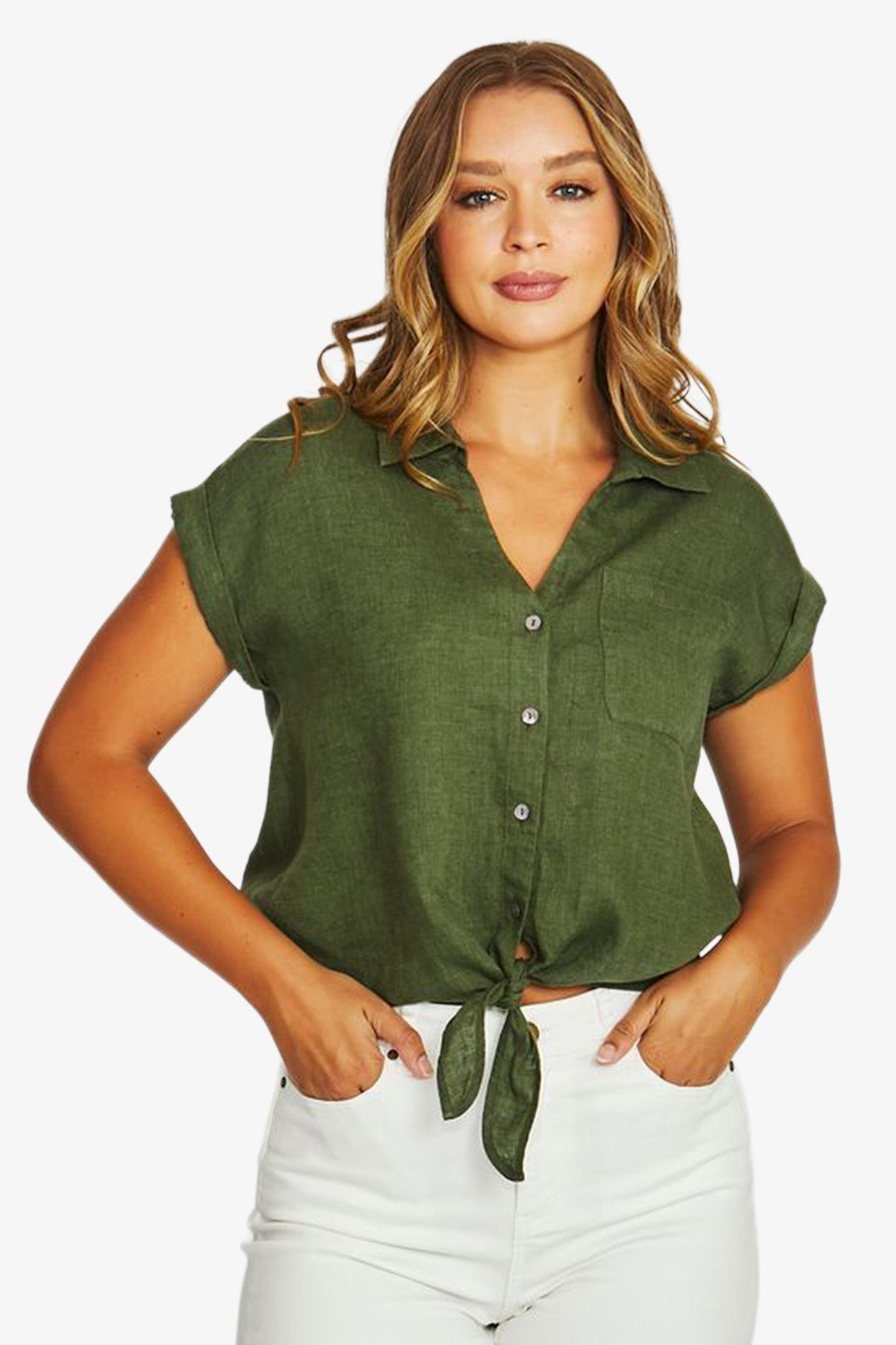 Tie Front Shirt Evergreen C/D - Jump