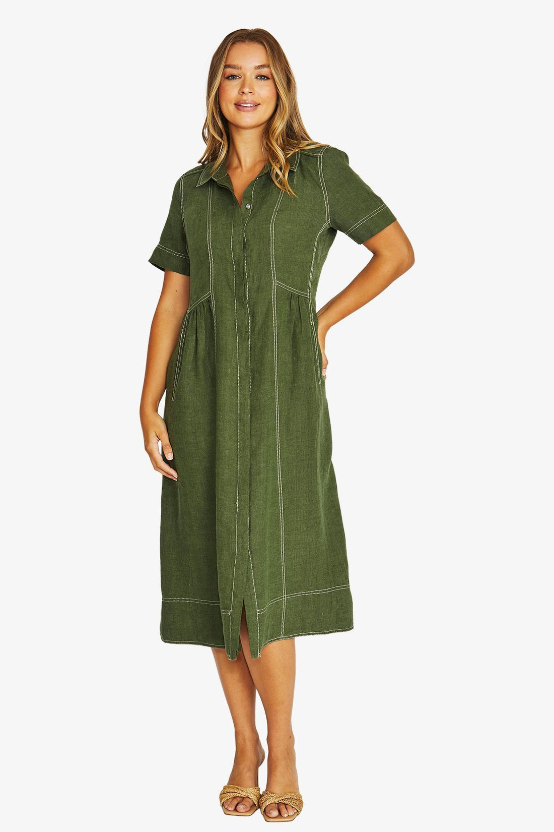 Seam Detail Shirt Dress Evergreen - Jump