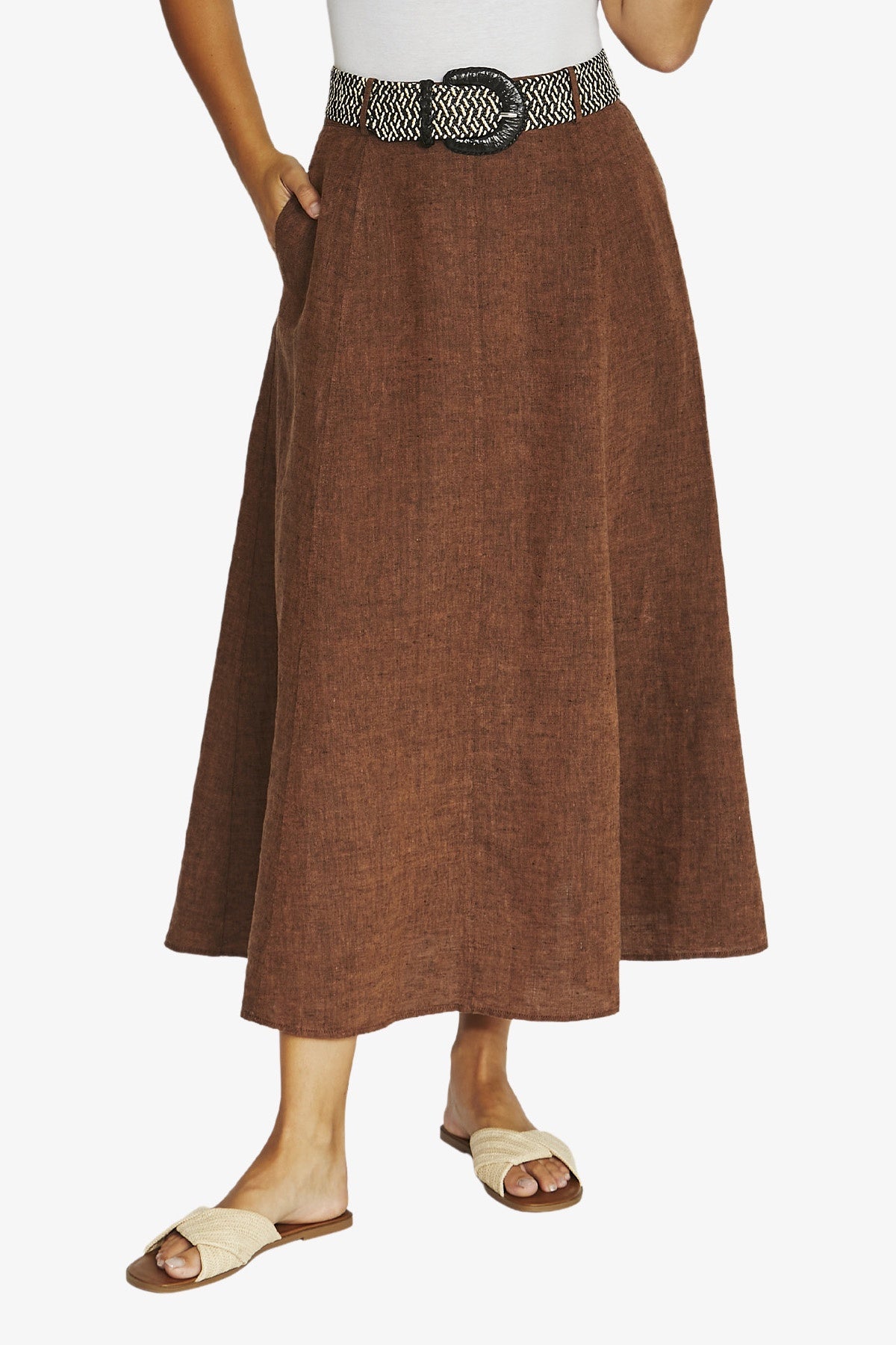 Belted Seam Skirt Cinnamon - Jump