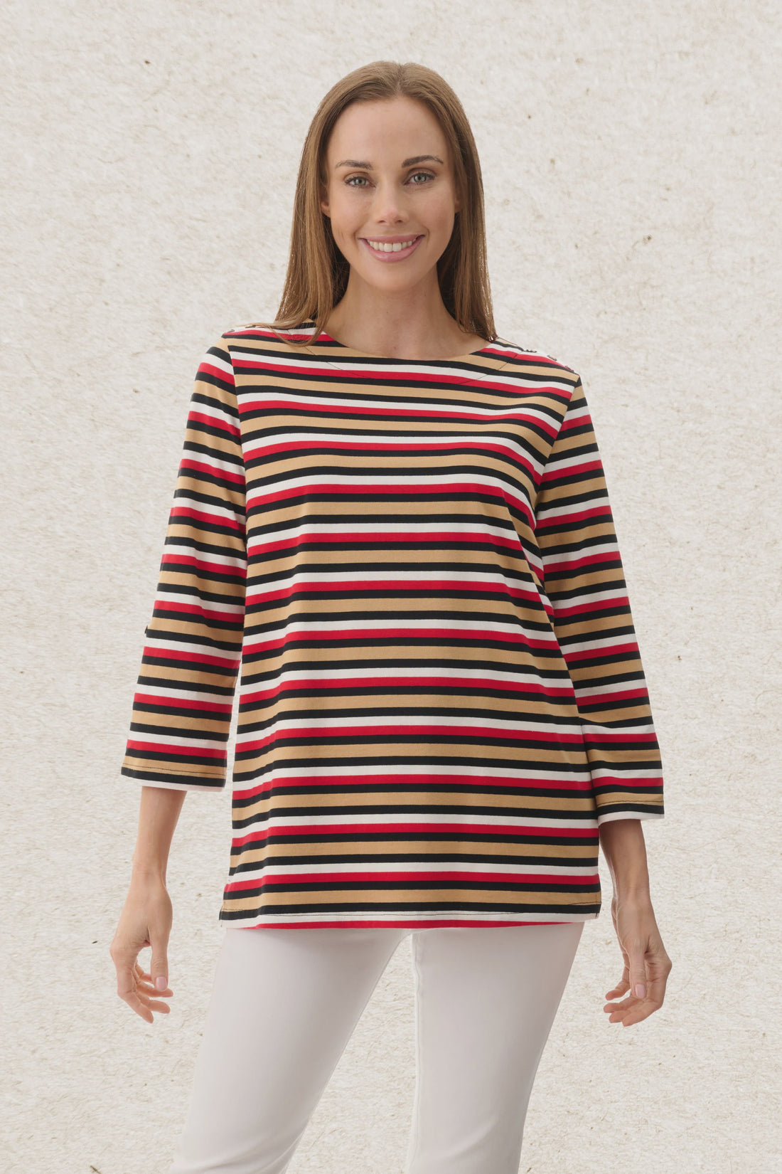 6LY93B Basil 3/4 Sleeve Top