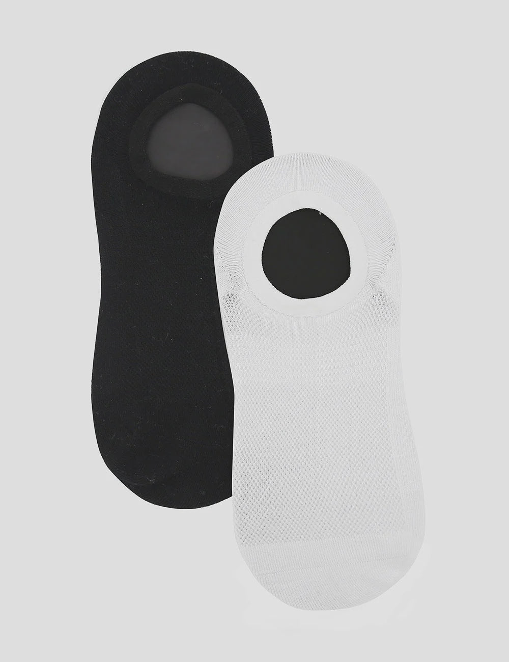 Mens 2 Pack No Show Sock -Blk &amp; White -  Ambra