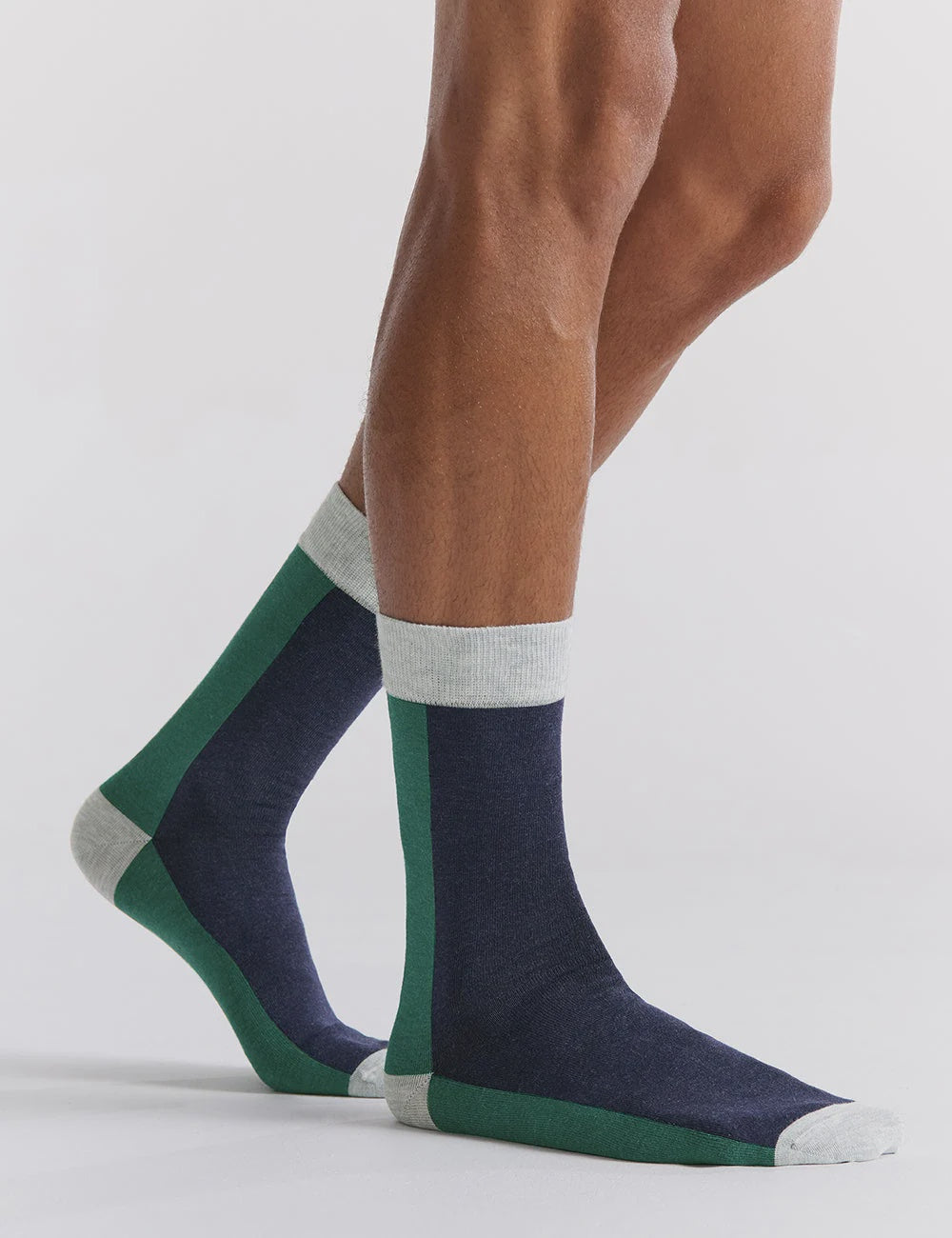 Socks - 2 Tone Mens Crew -Evergreen - Ambra