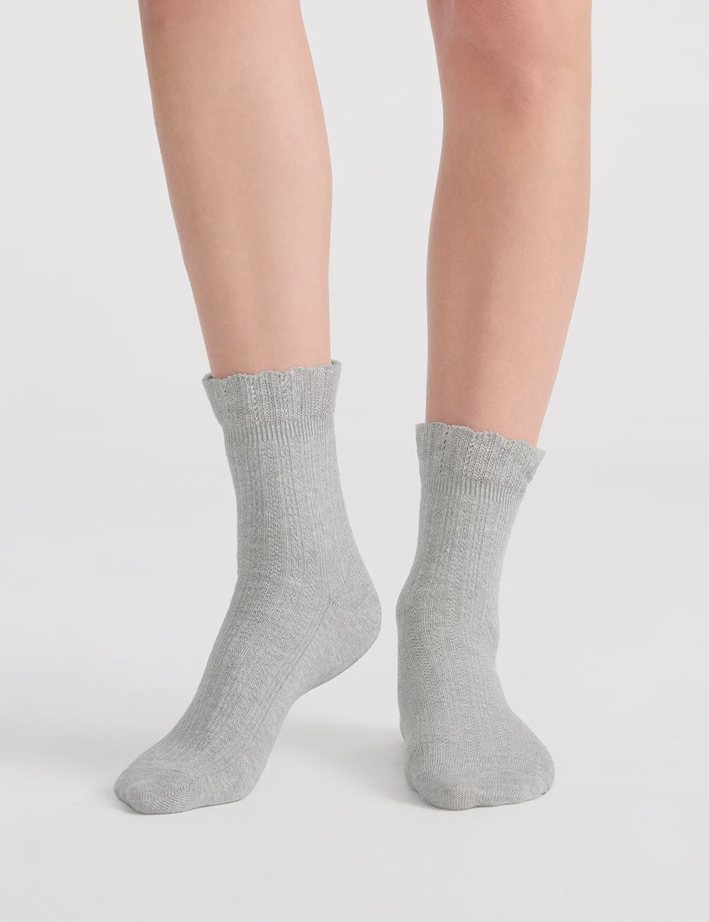 Socks - Frill Top Crew - Grey Marle - Ambra