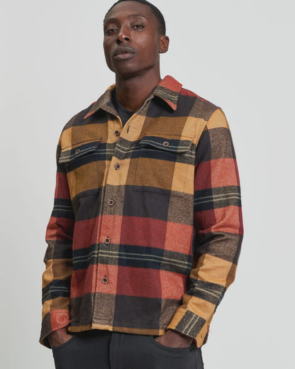 Heavy Brushed Check Overshirt Burnt Orange - Ben Sherman