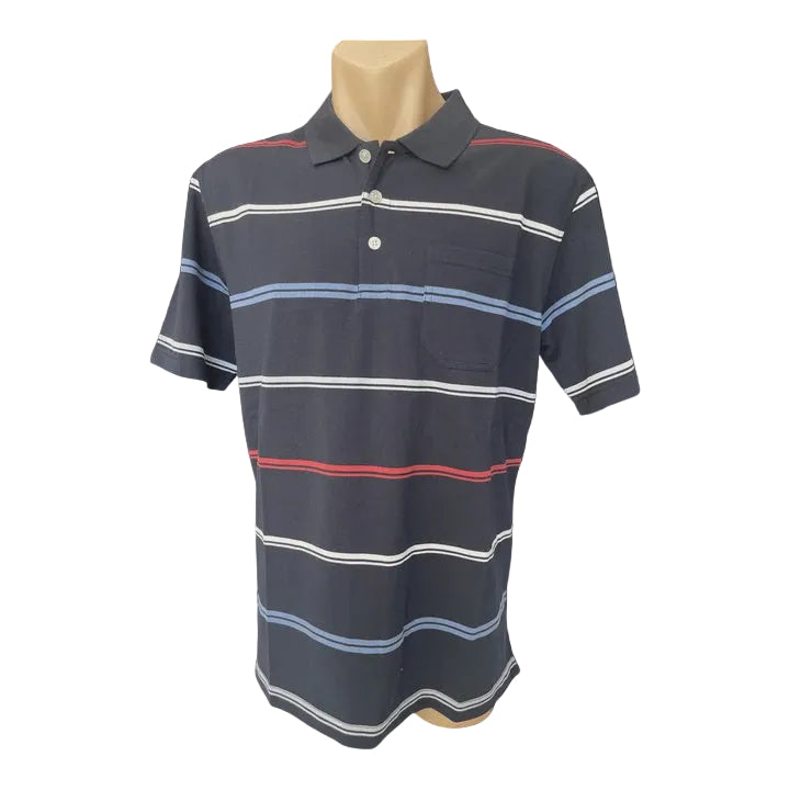Pique Striped Polo Navy - Bertini