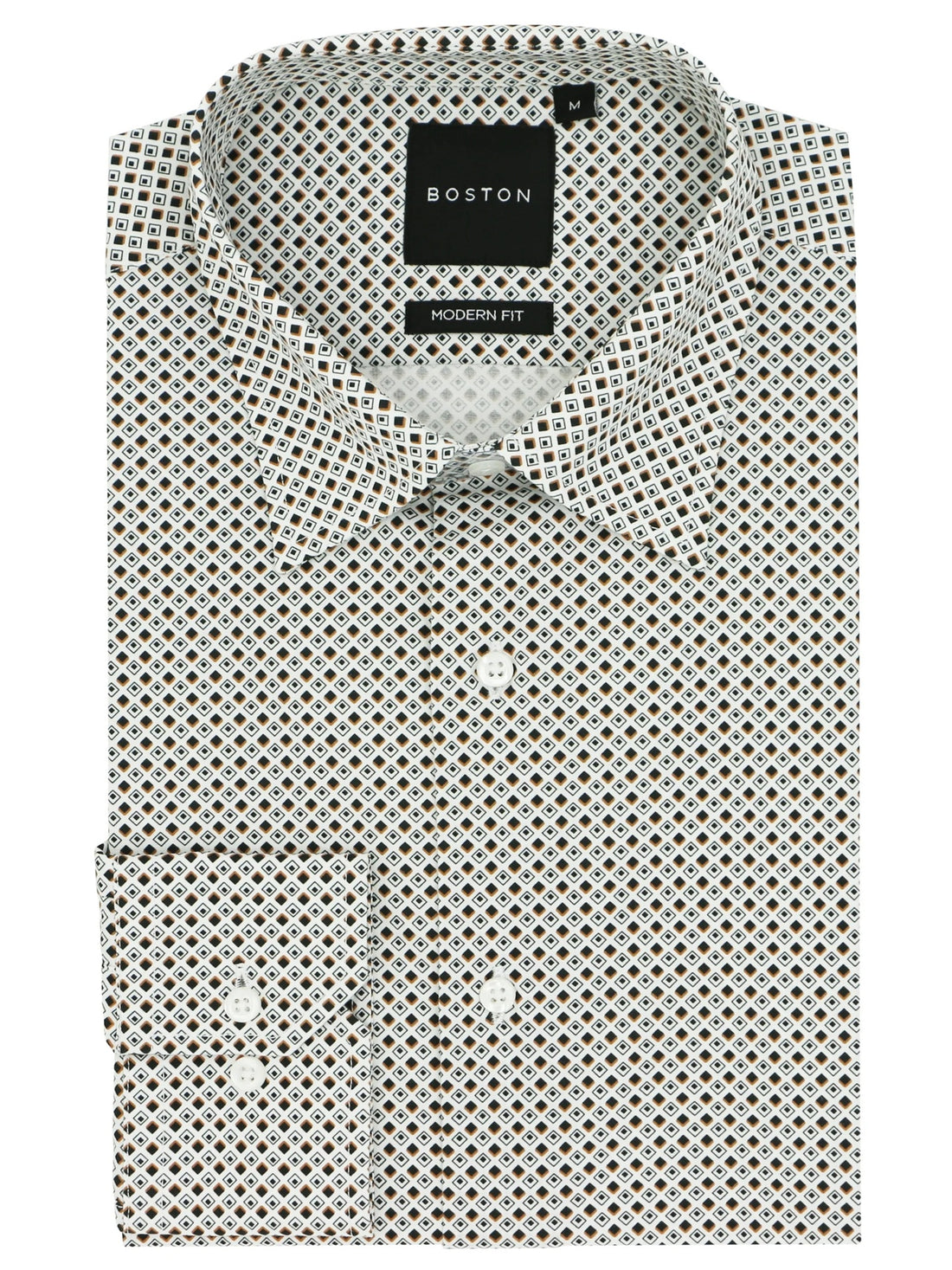 Lennox L/S Shirt Brown Print - Boston