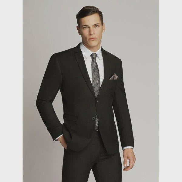 James Fine Twill Plain Jacket Black - Bellaggio