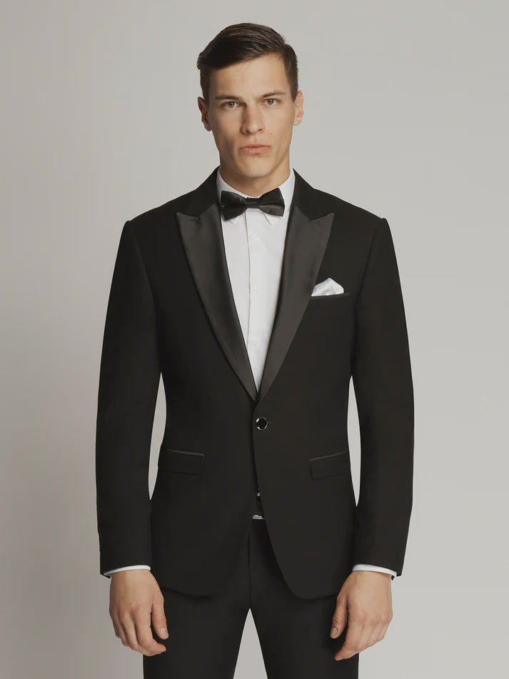 Edward Pin Dot Fine Texture Satin Lapel Jacket - Scuzzatti