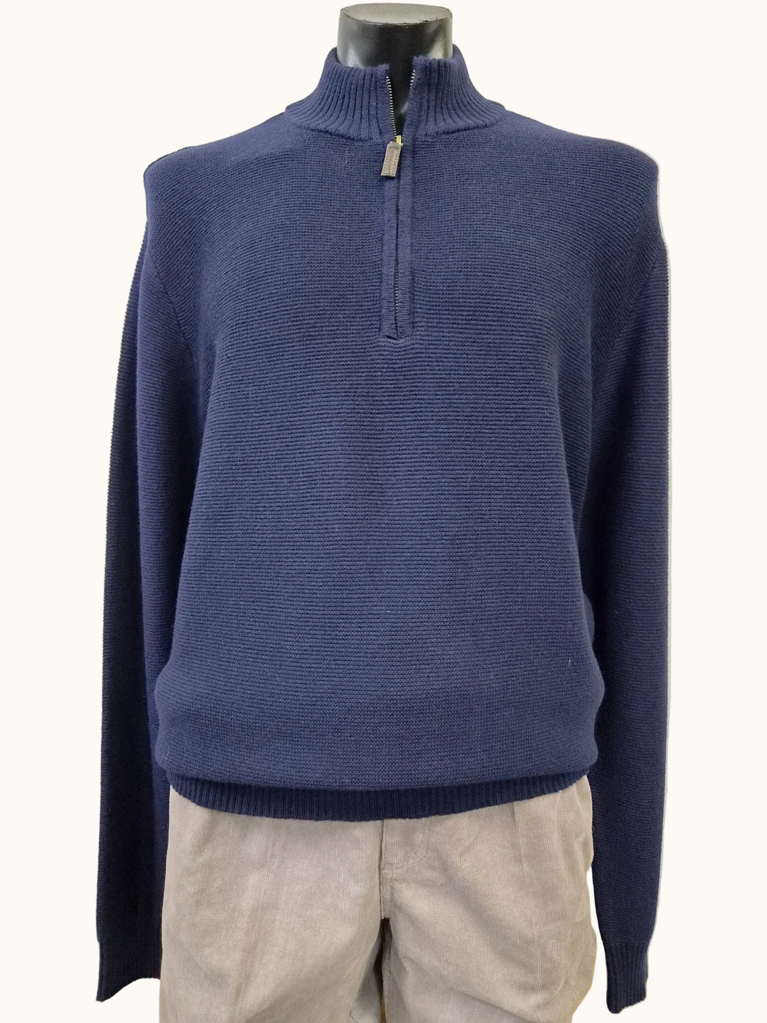 Cotton Knit Half Zip Jumper Navy - Bridgeport