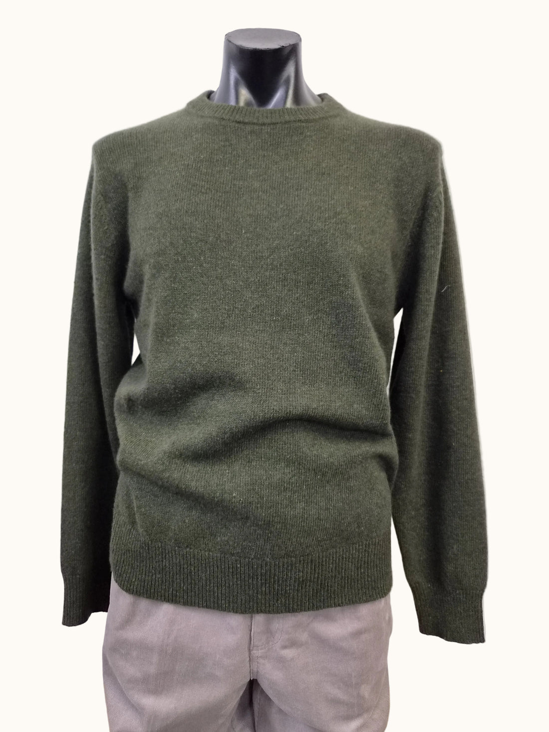 Knitted Crew Neck Jumper Olive - Bridgeport