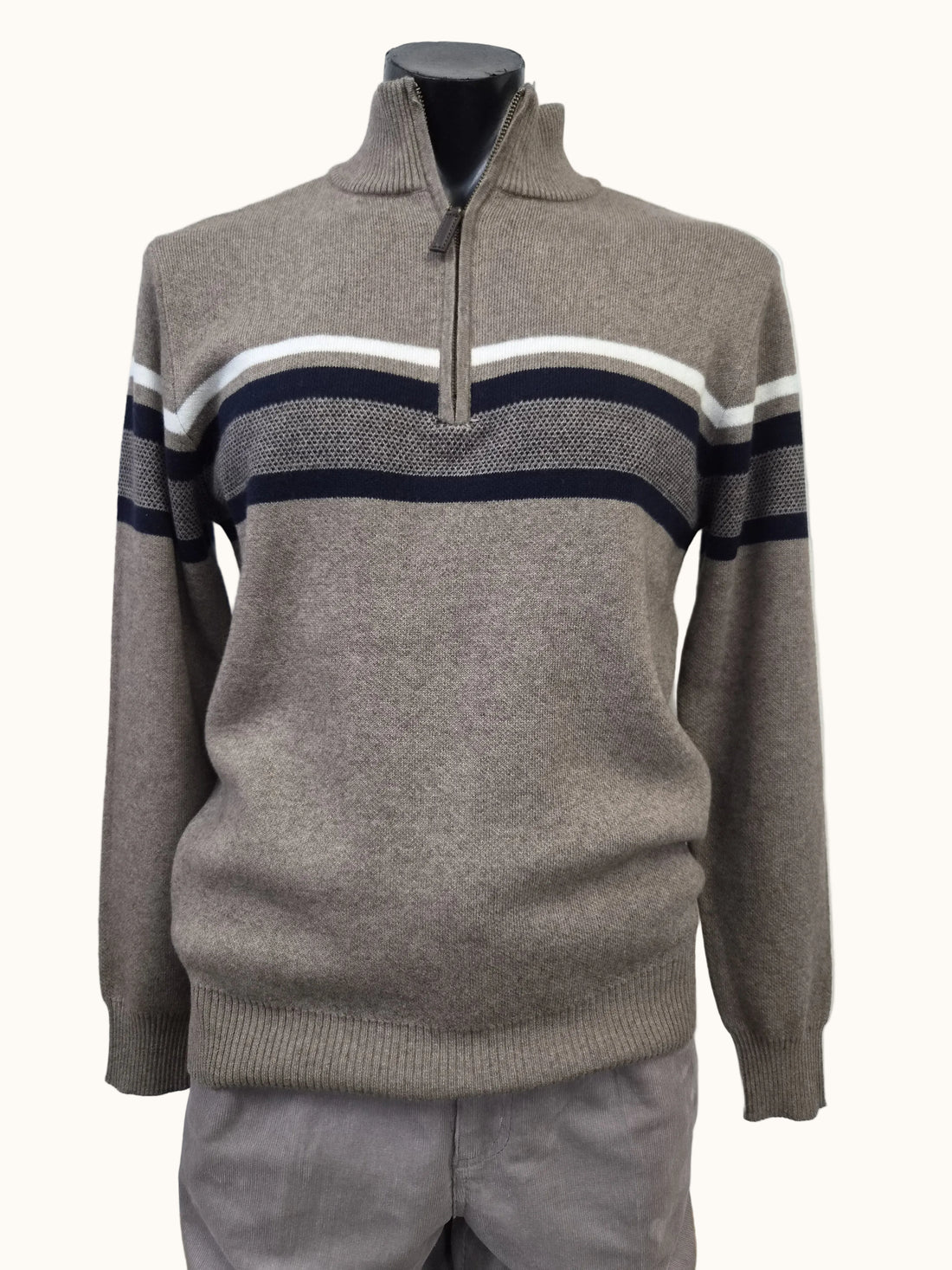 Knitted Half Zip Jumper Nutmeg - Bridgeport