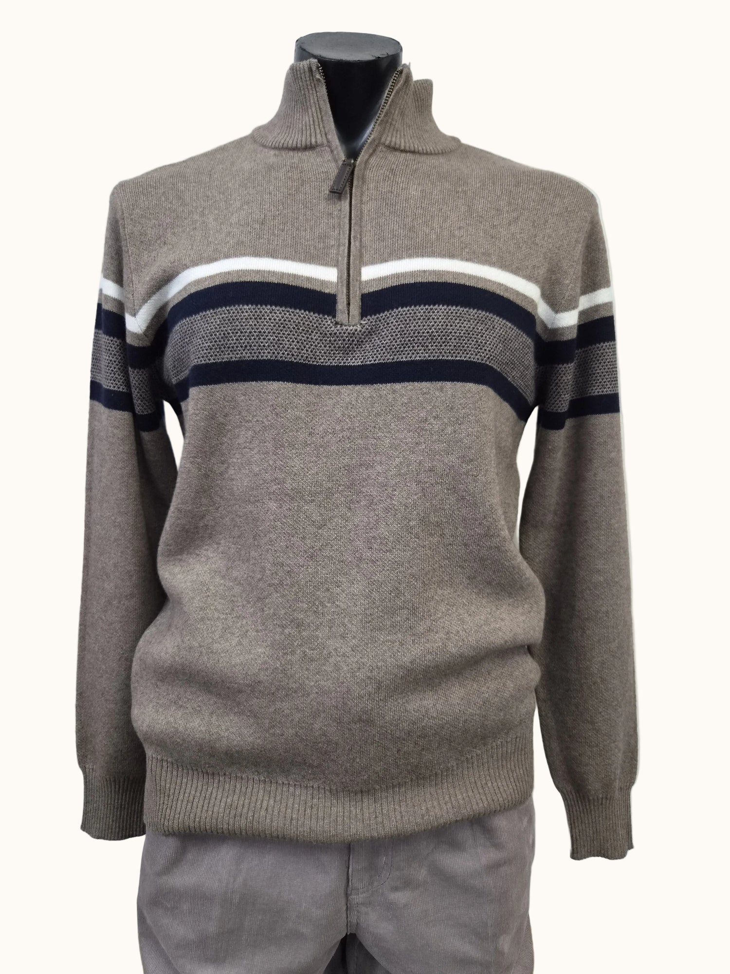 Knitted Half Zip Jumper Nutmeg - Bridgeport