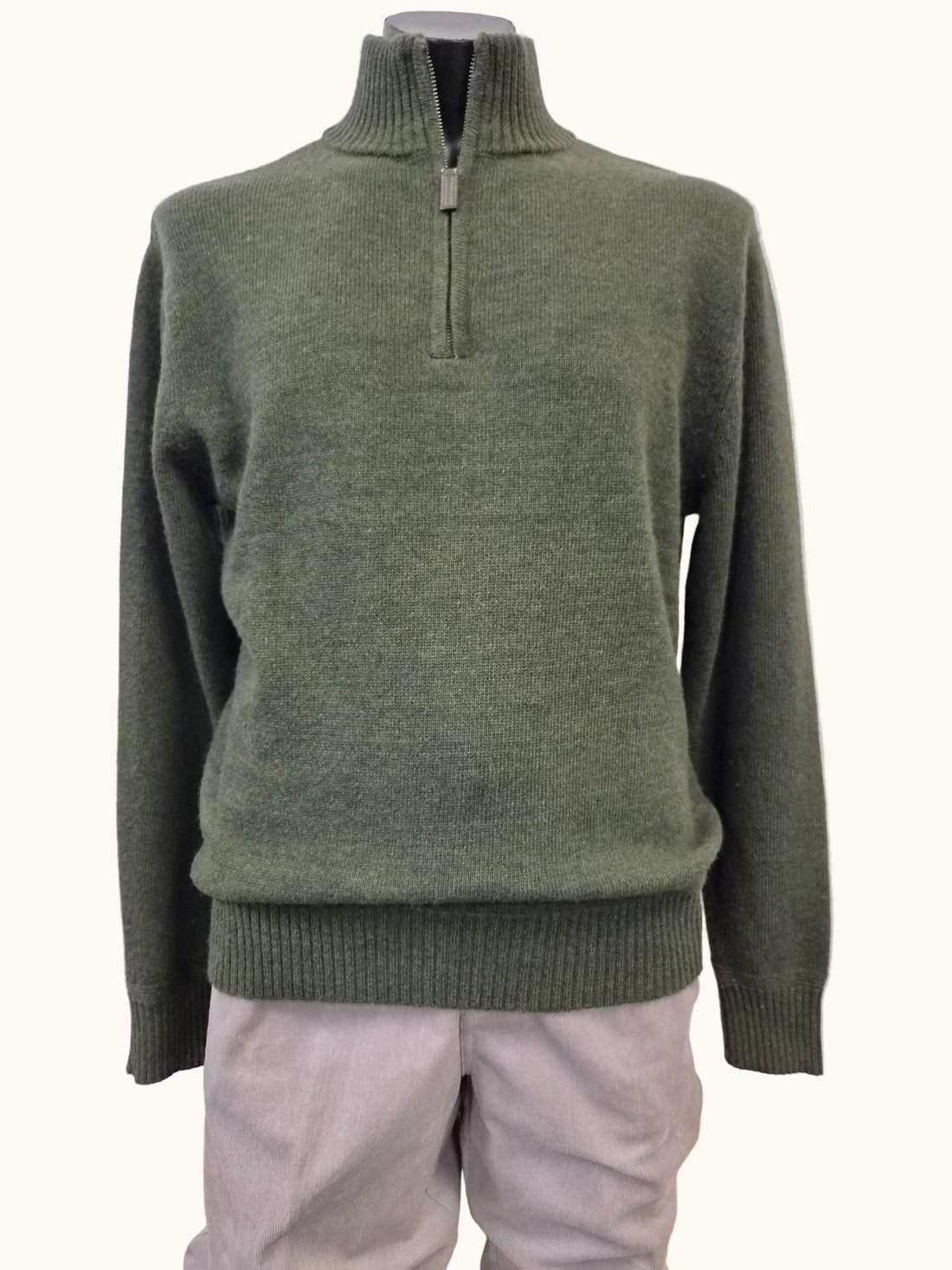 Knitted Half Zip Jumper Olive - Bridgeport