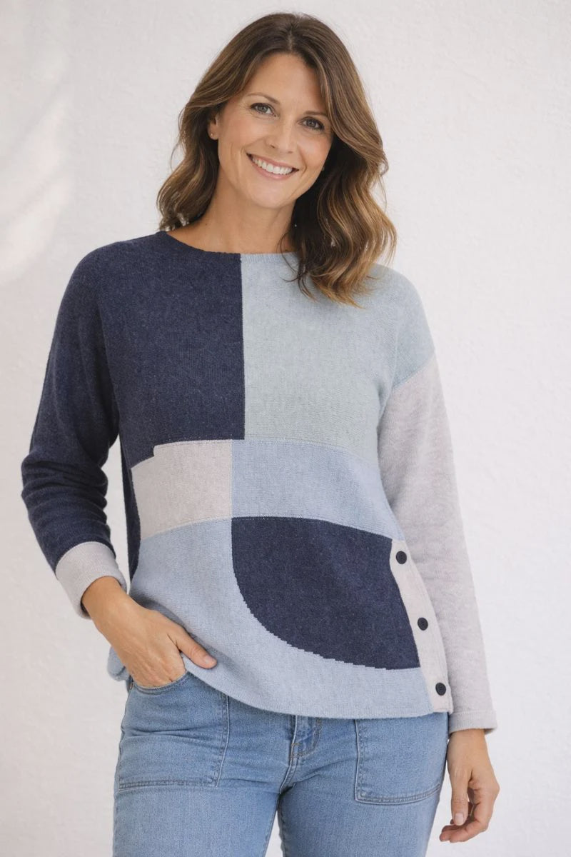 Panel Play Sweater Denim - Bromley