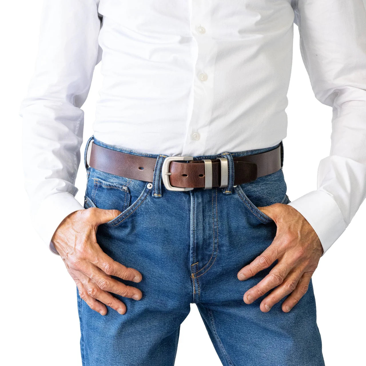 Brumby Brown Leather Belt 35mm - Buckle