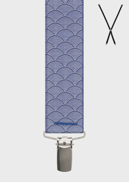 Braces X-Back Clamshell Blue Print 35mm - Buckle