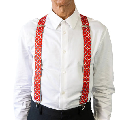 Braces X-Back Framed/Window Red Print 35mm - Buckle