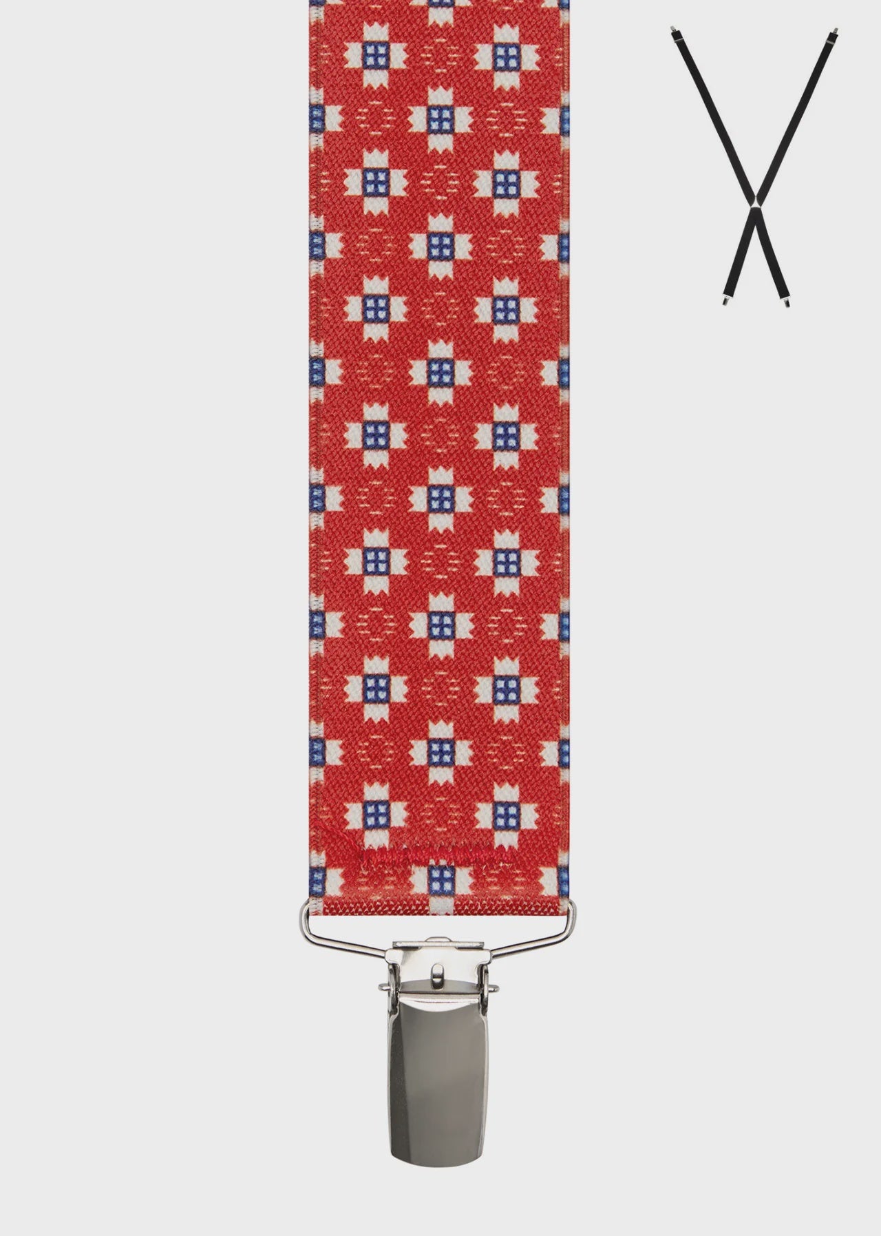 Braces X-Back Framed/Window Red Print 35mm - Buckle