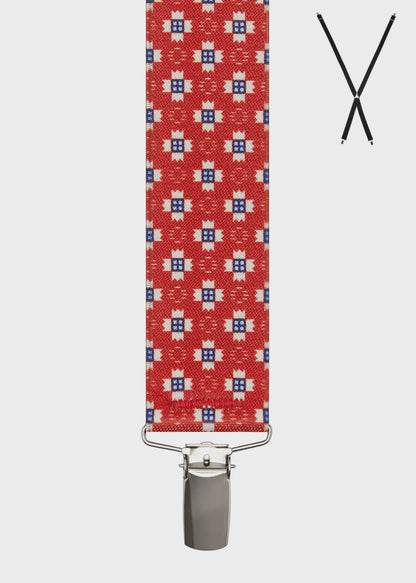 Braces X-Back Framed/Window Red Print 35mm - Buckle