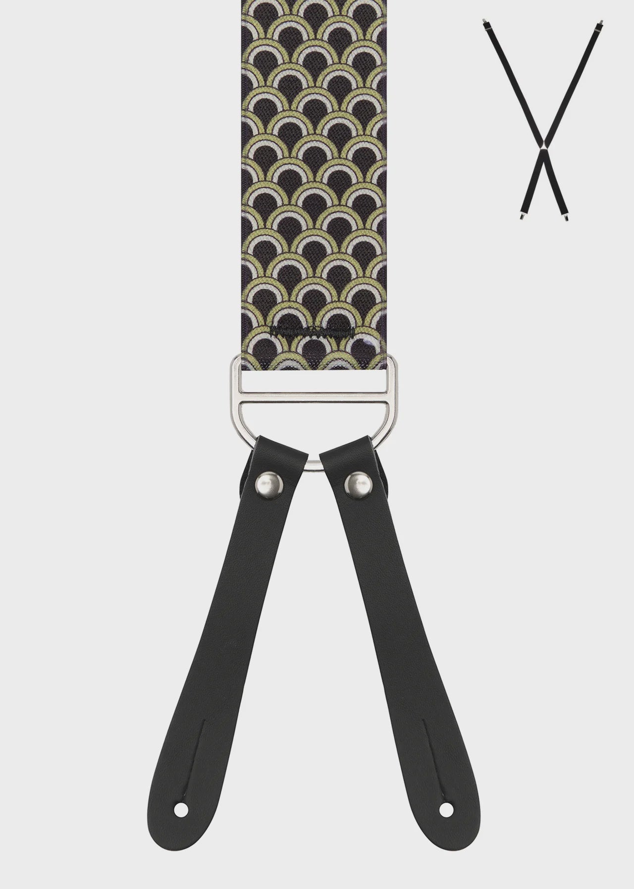 Braces X-Back Circular Arc Navy Print 35mm - Buckle