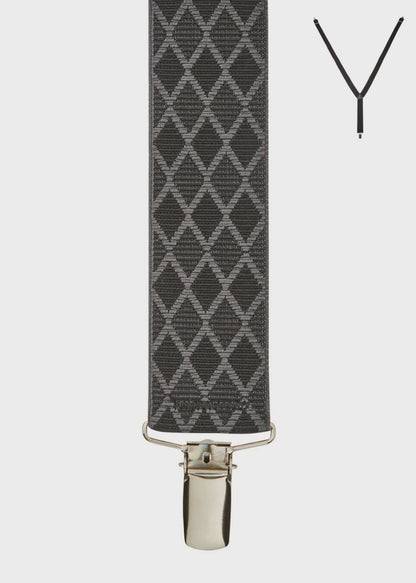 Braces X - Back Harlequin Green Print 35mm - Buckle